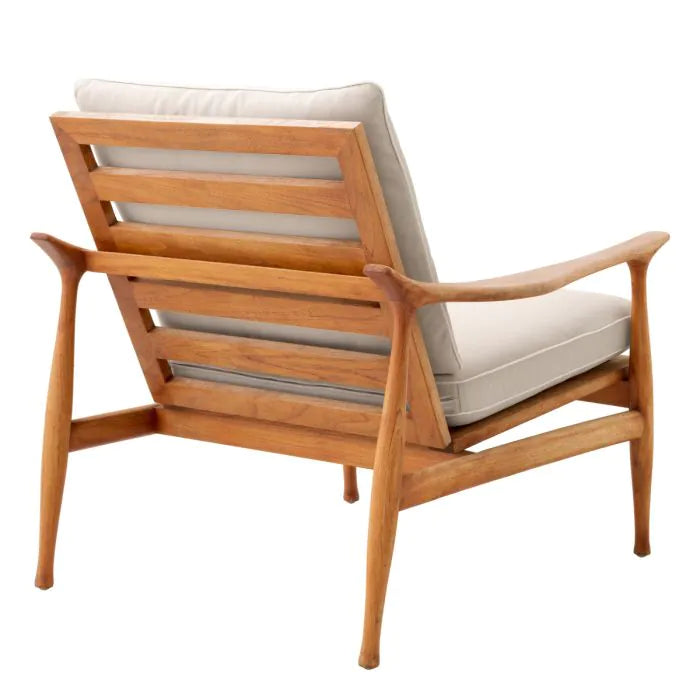 Outdoor Chair Manzo natural teak flores off-white incl cushions-Eichholtz-EICHHOLTZ-116226-Outdoor Lounge Chairs-2-France and Son