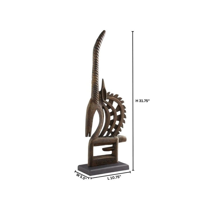 Chi Wara Sculpture |Rustic-Cyan Design-CYAN-11671-Decorative ObjectsAntelope-4-France and Son