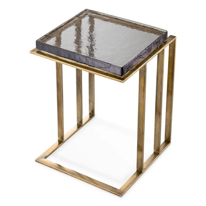 Side Table Crescent vintage brass finish