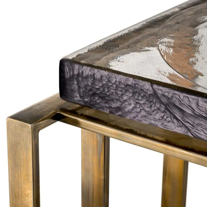 Side Table Crescent vintage brass finish