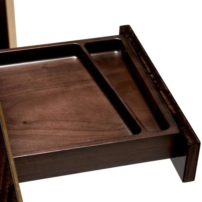 Desk Xenon eucalyptus veneer brushed brass finish
