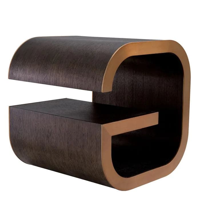 Side Table Galan mocha oak veneer brushed brass finish-Eichholtz-EICHHOLTZ-117418-Side Tables-2-France and Son