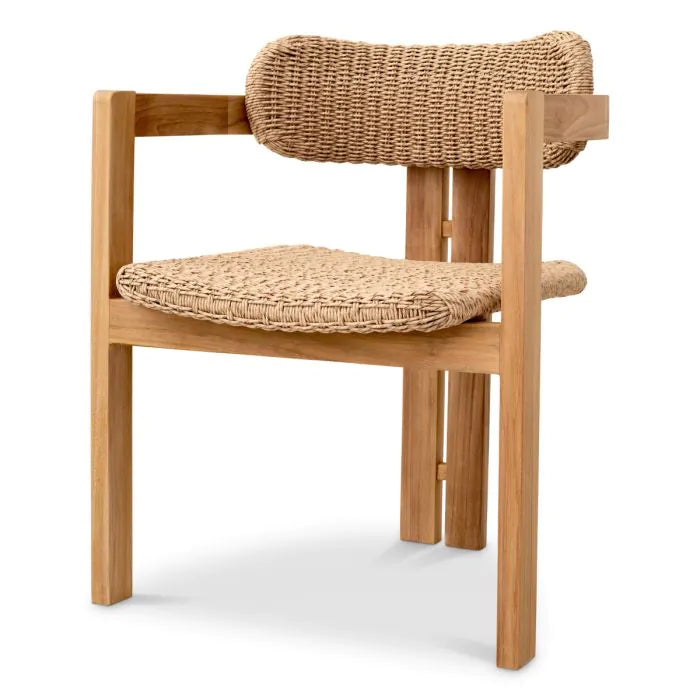 Outdoor Dining Chair Donato natural teak faux rattan