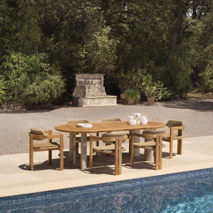 Outdoor Dining Chair Donato natural teak faux rattan