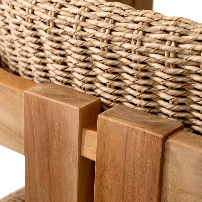 Outdoor Dining Chair Donato natural teak faux rattan