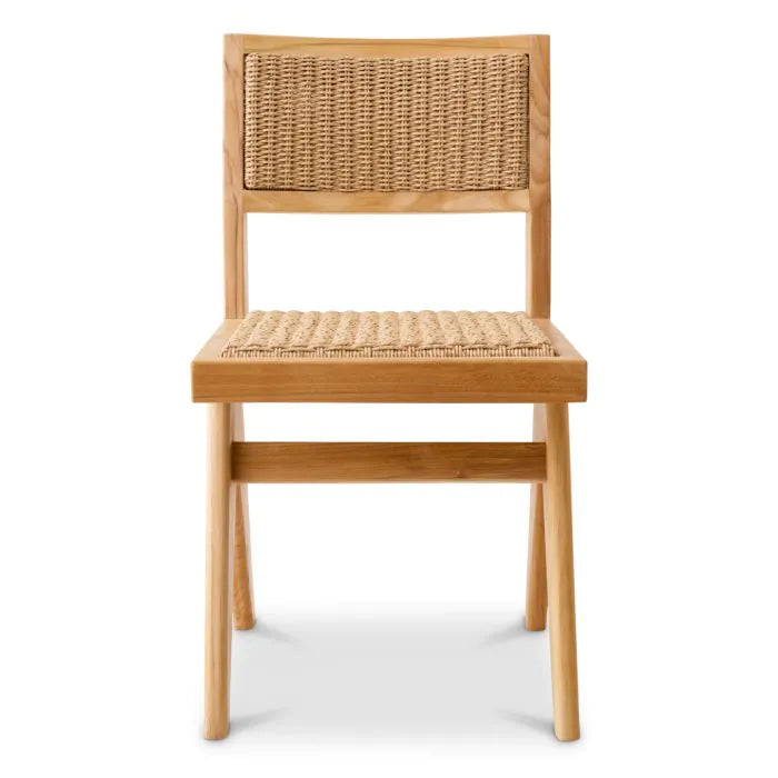 Outdoor Dining Chair Niclas natural teak natural weave faux rattan
