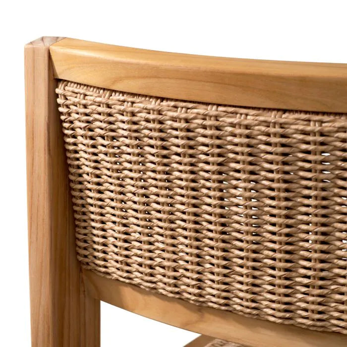 Outdoor Dining Chair Niclas natural teak natural weave faux rattan