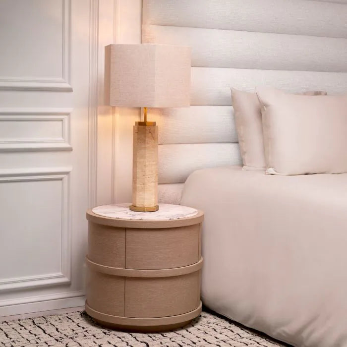 Nightstand Cabana round washed oak veneer