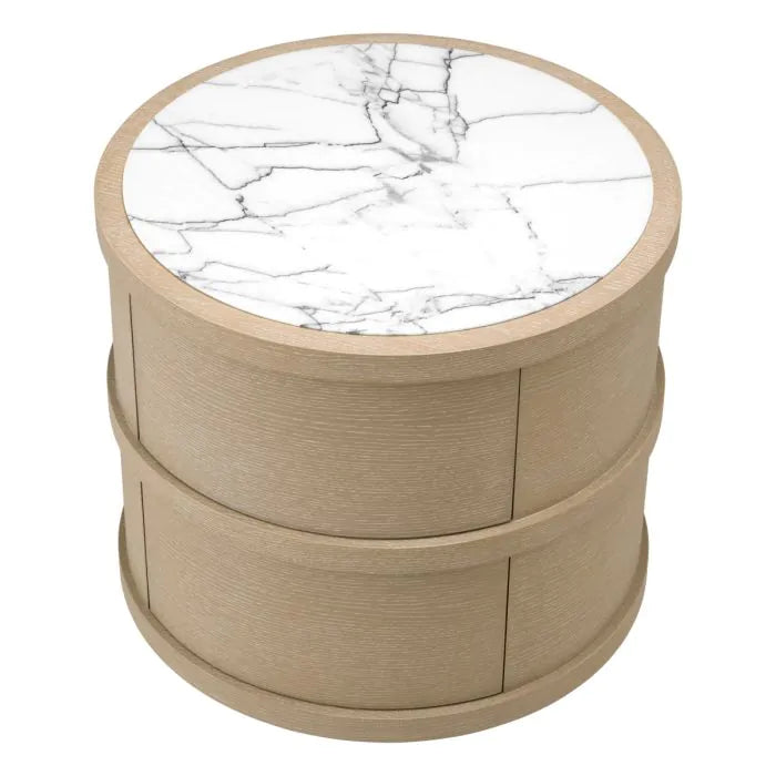 Nightstand Cabana round washed oak veneer