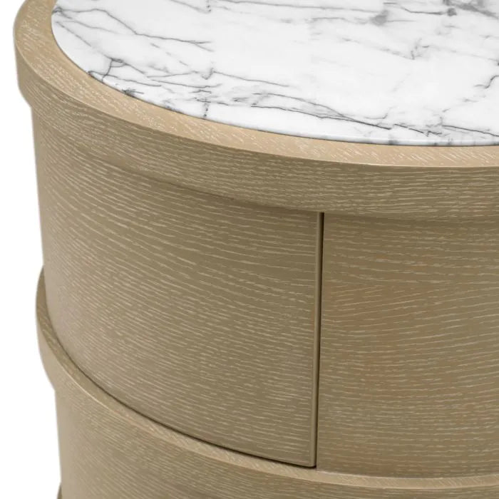 Nightstand Cabana round washed oak veneer