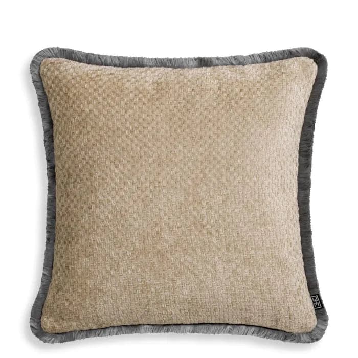 Cushion Paia Square-Eichholtz-EICHHOLTZ-117864-PillowsGreige/Grey Fringe-Small-3-France and Son