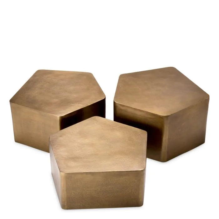 Coffee Table Veenazza vintage brass finish set of 3