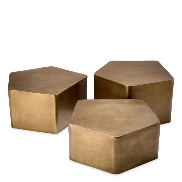 Coffee Table Veenazza vintage brass finish set of 3