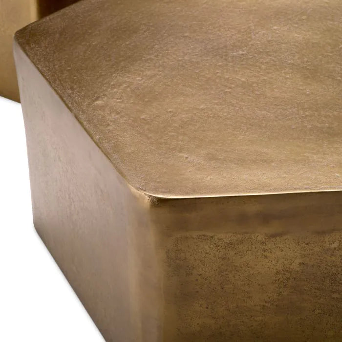 Coffee Table Veenazza vintage brass finish set of 3