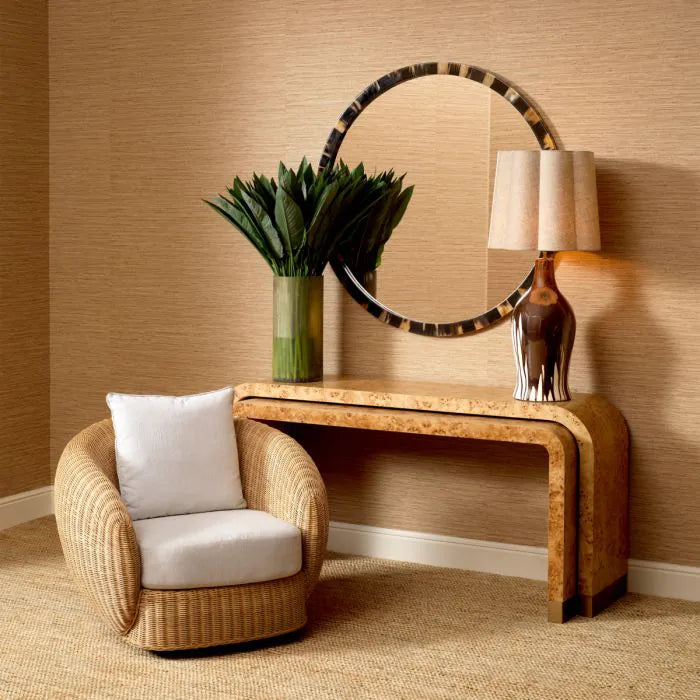 Swivel Chair Rafael natural rattan sentier cream