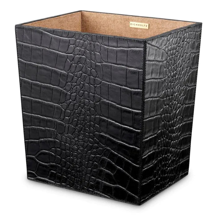 Desk Set Scaleo croco embossed black leather set of 3