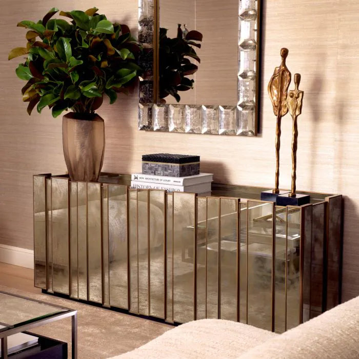Dresser Nottingham antique mirror glass brushed brass finish