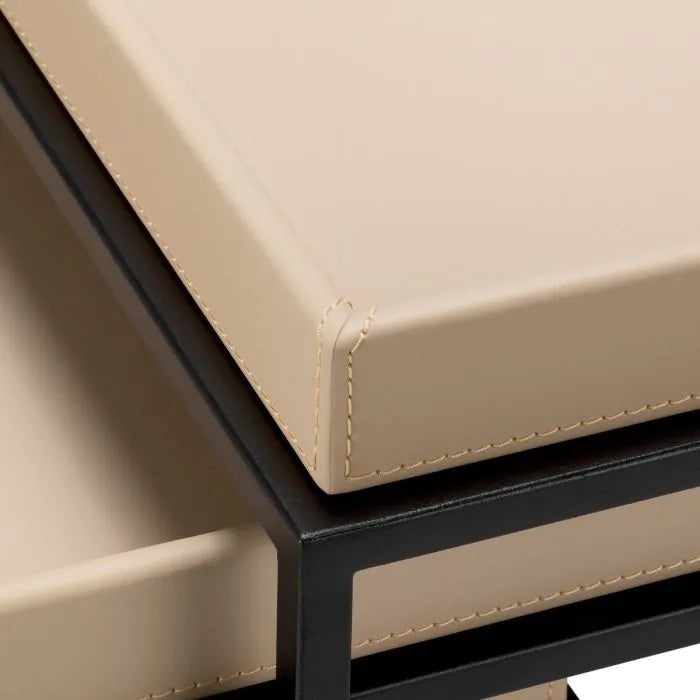 Side Table Léonard matte black finish set of 3