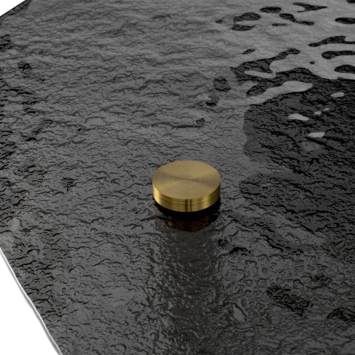 Coffee Table Cortes brushed brass finish casted smoke glass