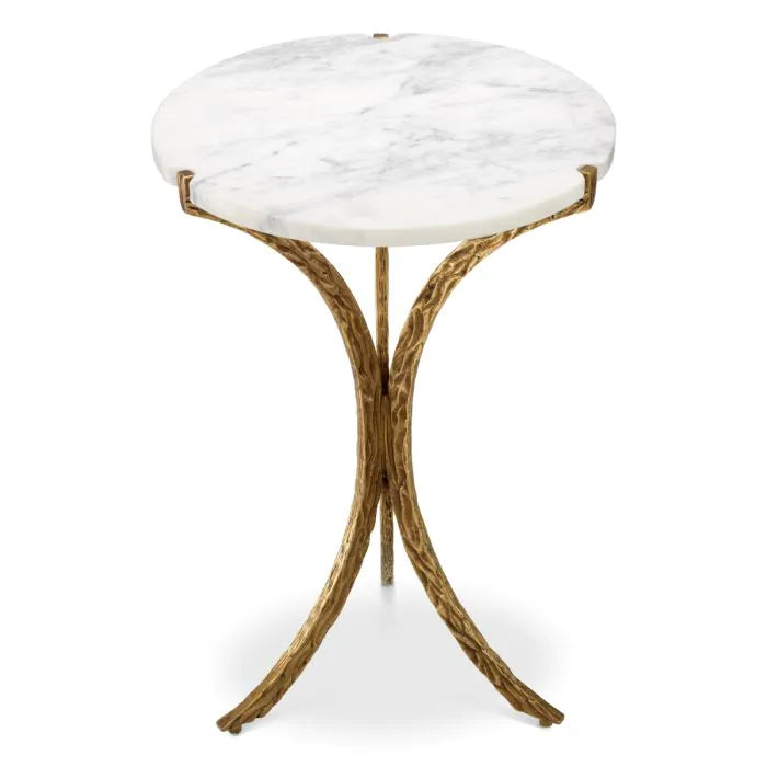 Side Table Emmeline vintage brass finish white marble