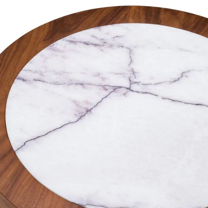Side Table Presedio walnut veneer biano lilac marble top