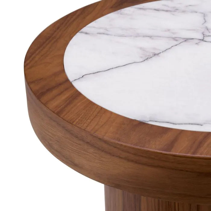 Side Table Presedio walnut veneer biano lilac marble top