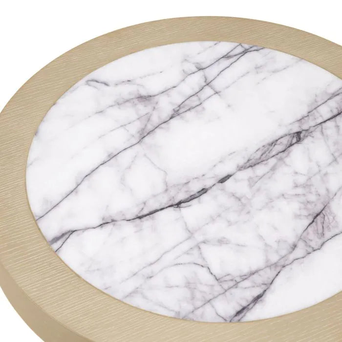 Side Table Presedio washed oak veneer biano lilac marble top