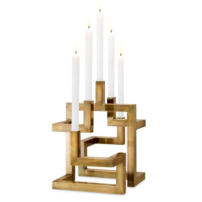 Candle Holder Skyline vintage brass finish