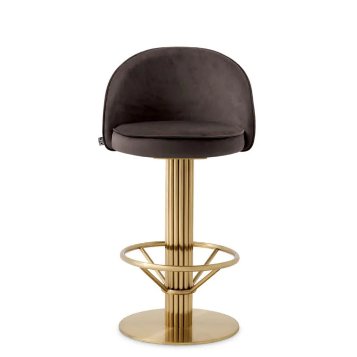 Alternate view of Counter Stool Dorland roche dark grey velvet in dark grey and charcoal brown.