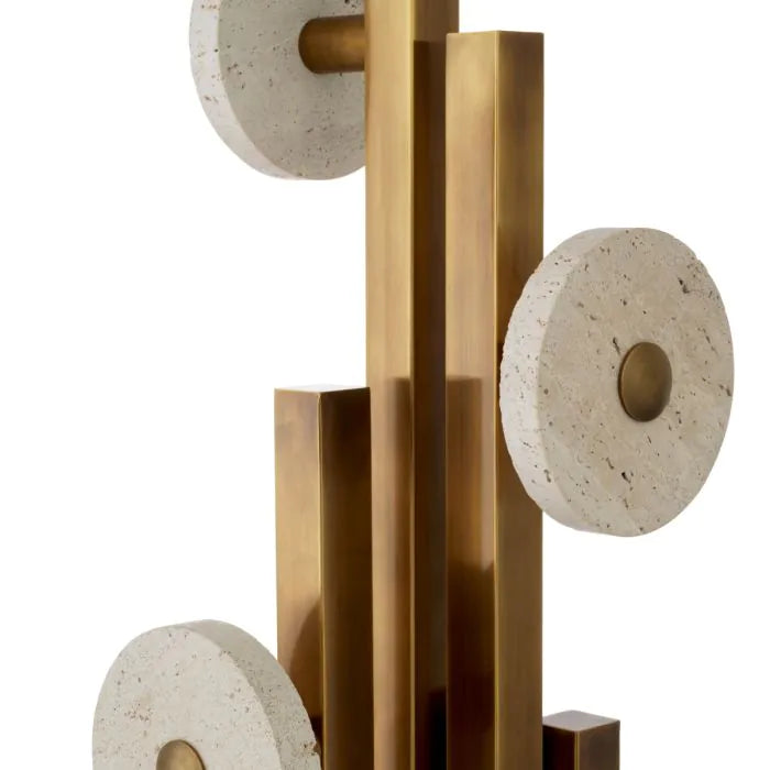 Coatrack Amadora vintage brass finish travertine