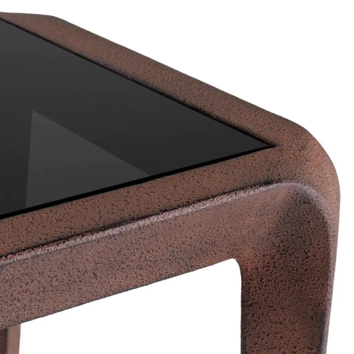 Side Table Quentin oxidized look black glass