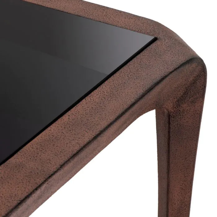 Coffee Table Quentin oxidized look black glass