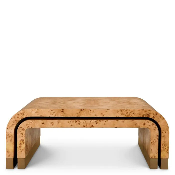 Coffee Table Quinton light brown mappa burl veneer set of 3