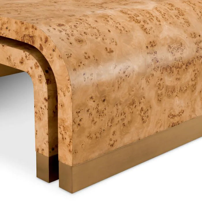 Coffee Table Quinton light brown mappa burl veneer set of 3