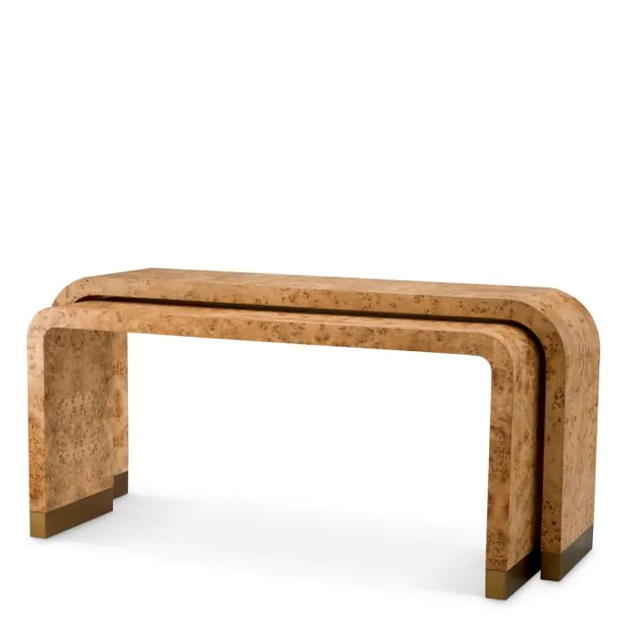 Console Table Quinton light brown mappa burl veneer set of 2