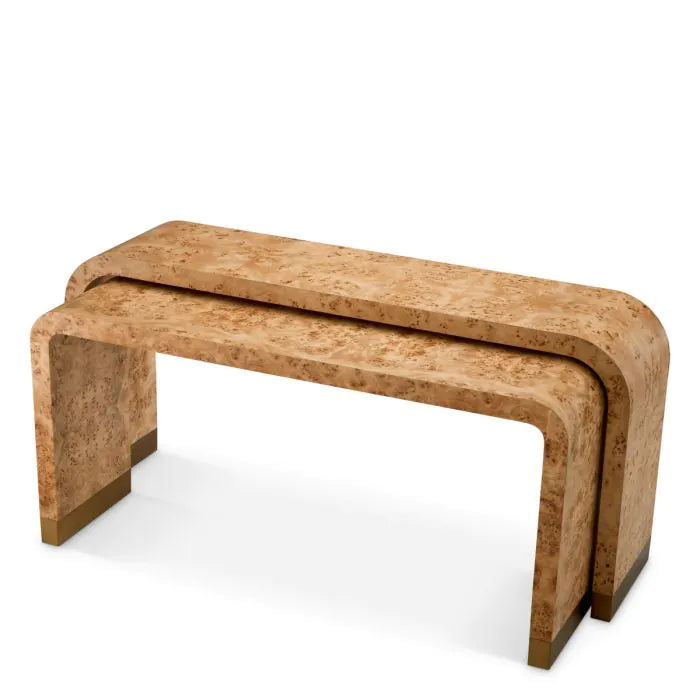 Console Table Quinton light brown mappa burl veneer set of 2
