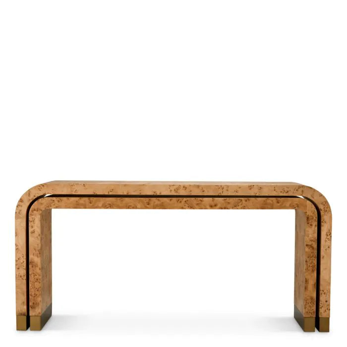 Console Table Quinton light brown mappa burl veneer set of 2
