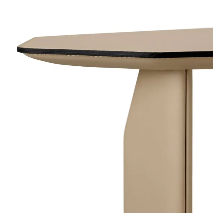 Side Table Maurizio faux leather light brown