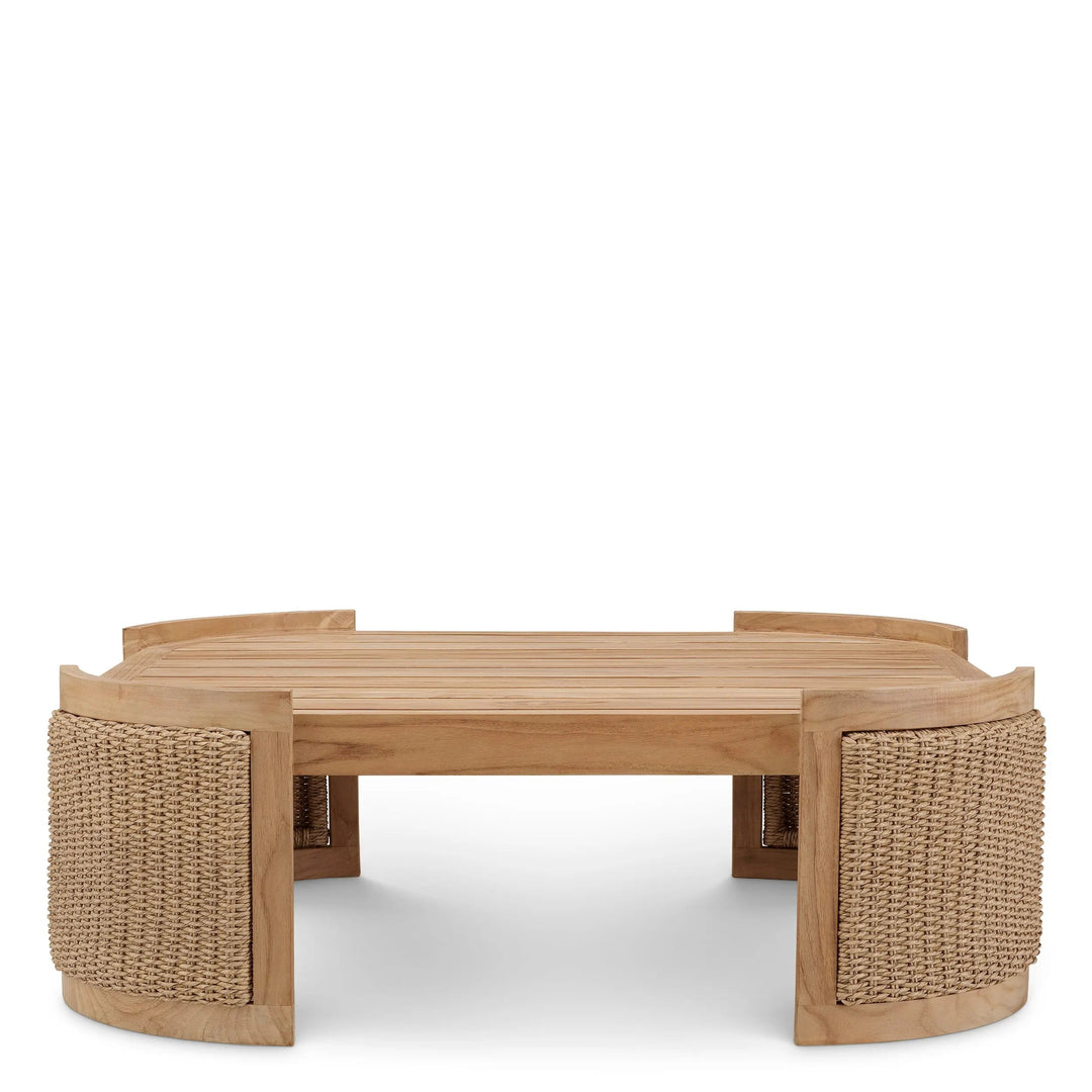 Outdoor Coffee Table Marenzo Natural Teak Faux Rattan - image 2