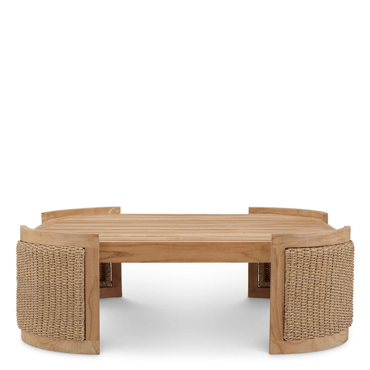 Outdoor Coffee Table Marenzo Natural Teak Faux Rattan - image 2