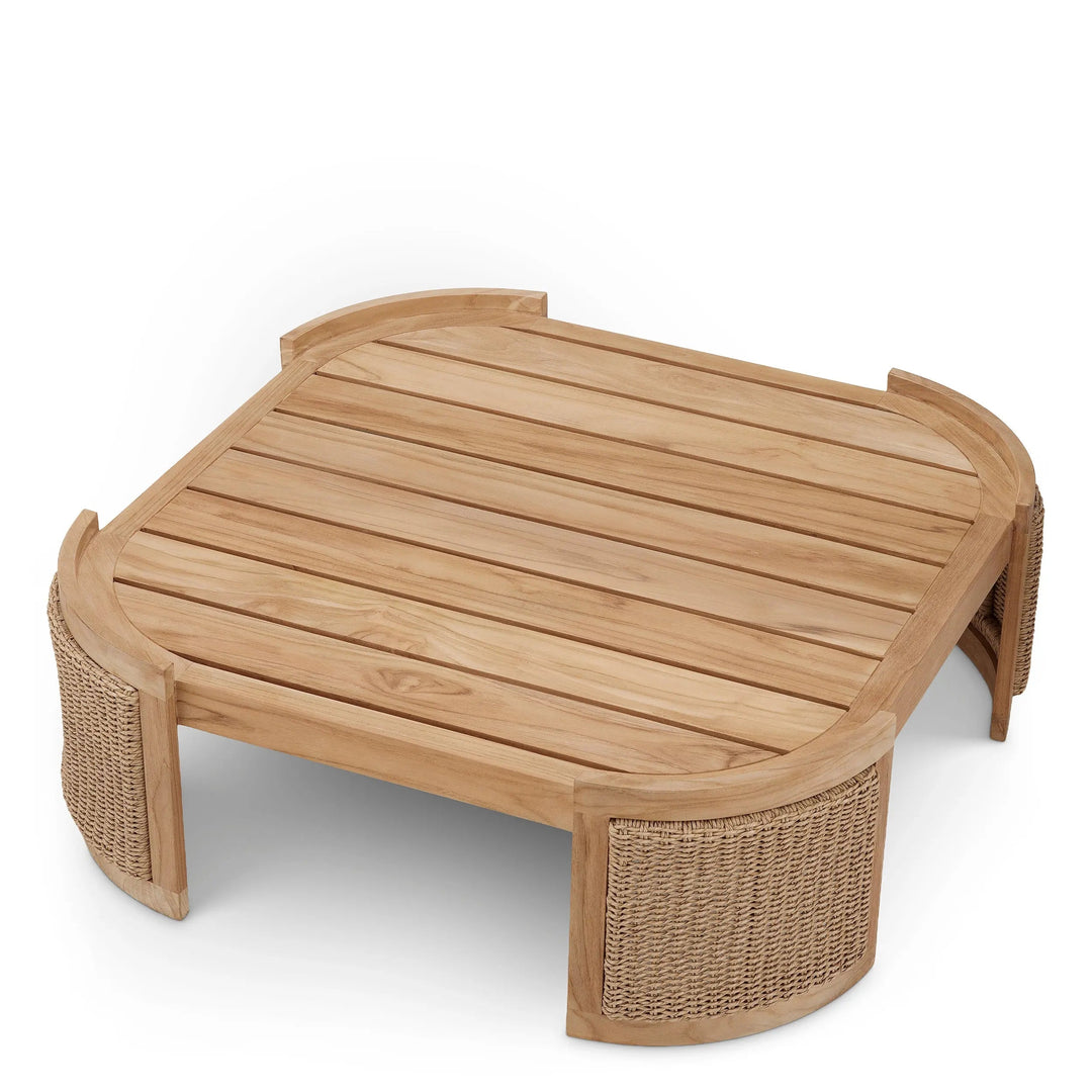 Outdoor Coffee Table Marenzo Natural Teak Faux Rattan - image 3
