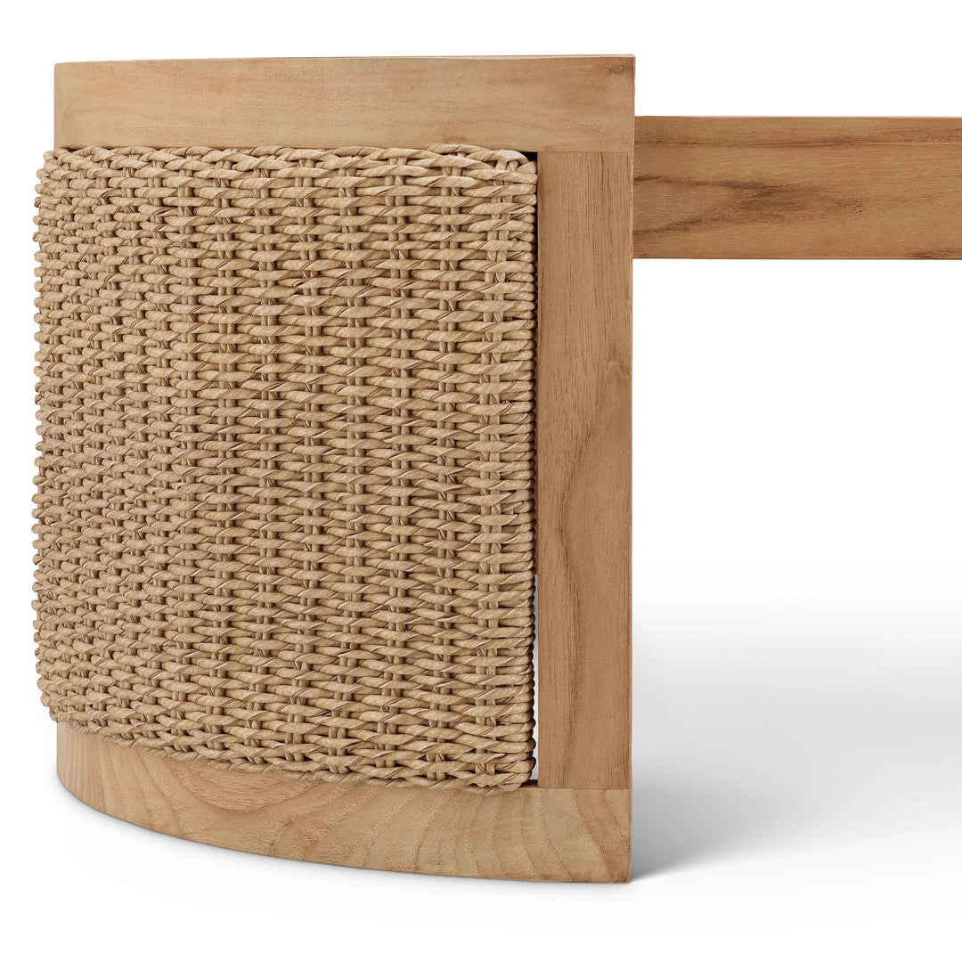 Outdoor Coffee Table Marenzo Natural Teak Faux Rattan - image 4