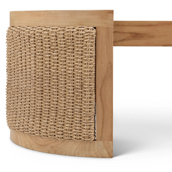 Outdoor Coffee Table Marenzo Natural Teak Faux Rattan - image 4