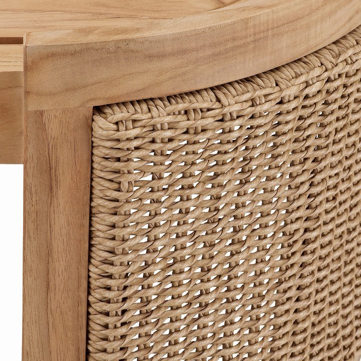 Outdoor Coffee Table Marenzo Natural Teak Faux Rattan - image 5