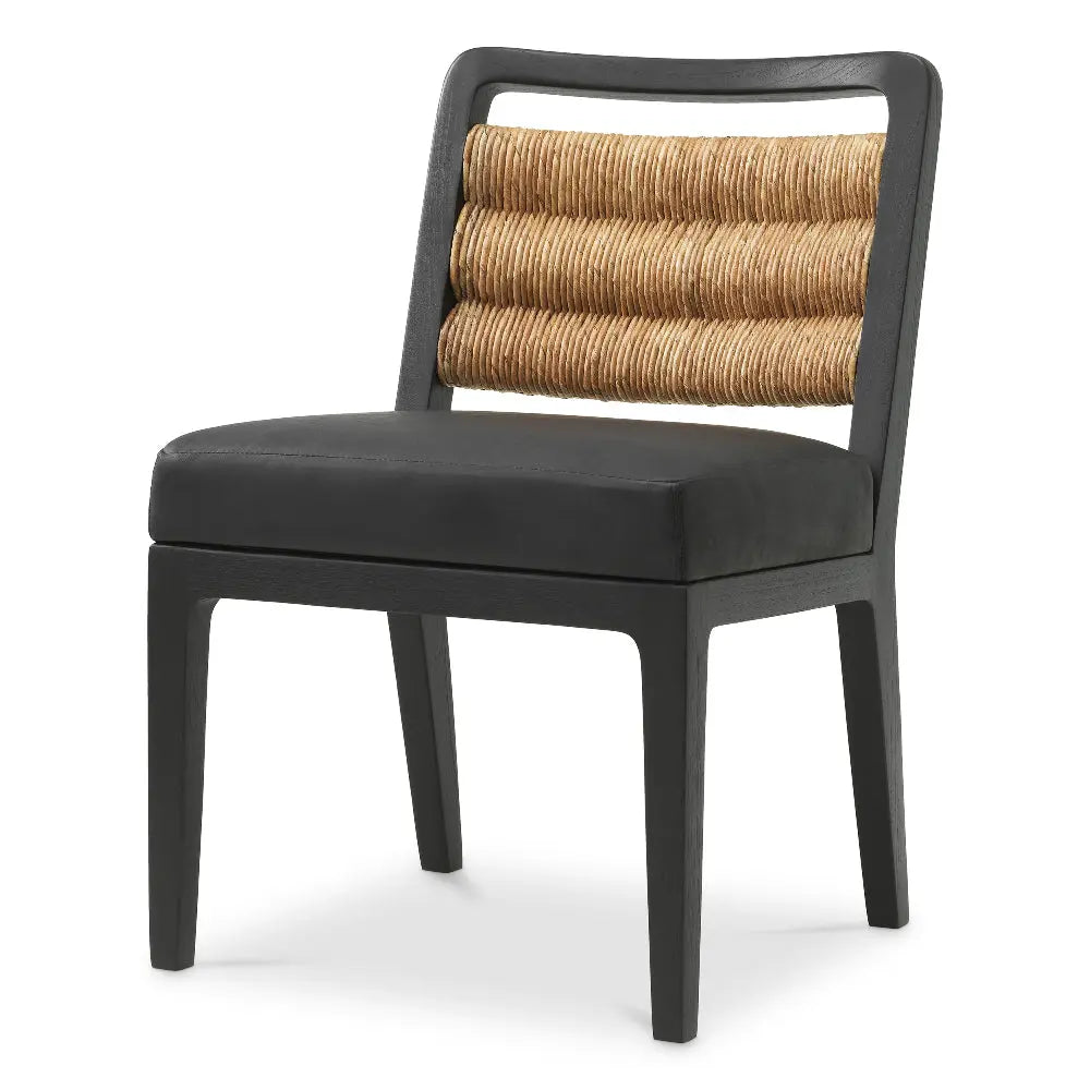 Dining Chair Luberon Classic Black Finish Black Leather - image 1