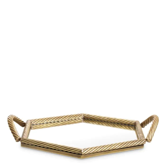 Tray Salvi Hexagon vintage brass finish