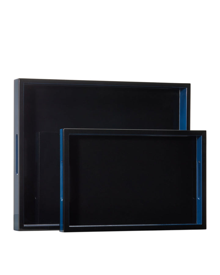 Serveware: Trays Navy Lacquer Tray Set of 2