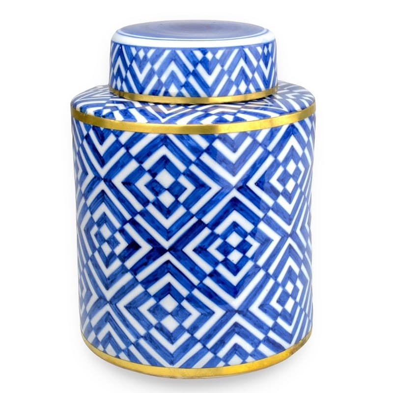 Blue & White Optical Small Tea Jar-Currey-CURY-1200-0752-Decorative Objects-1-France and Son