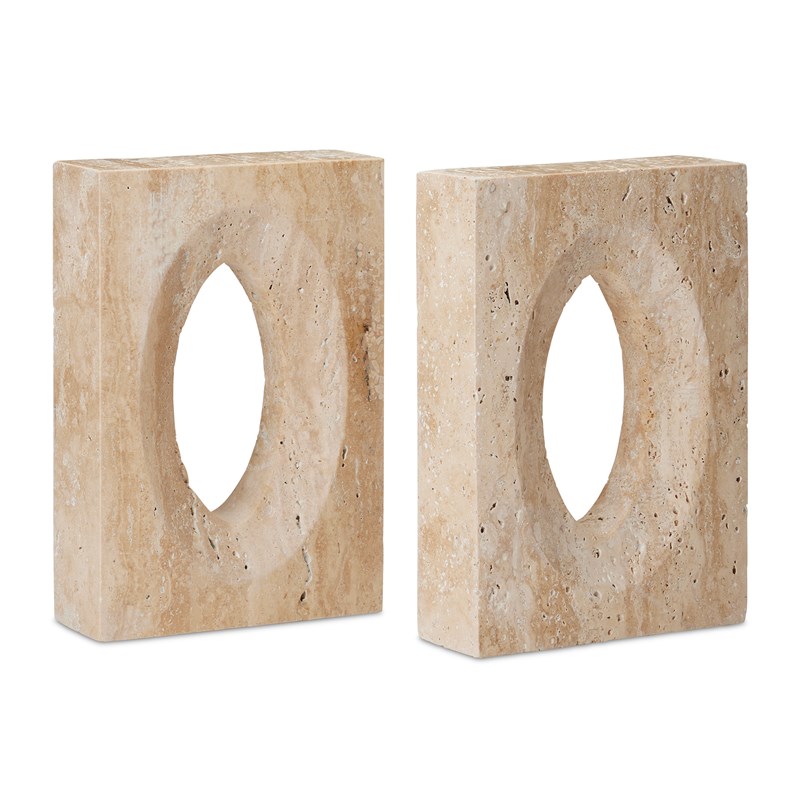 Demi Travertine Bookends Set of 2-Currey-CURY-1200-0774-BookendsNatural-1-France and Son