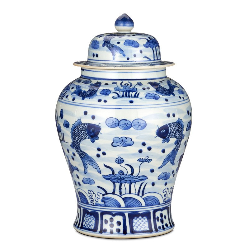 South Sea Blue & White Medium Temple Jar-Currey-CURY-1200-0839-Decorative Objects-2-France and Son